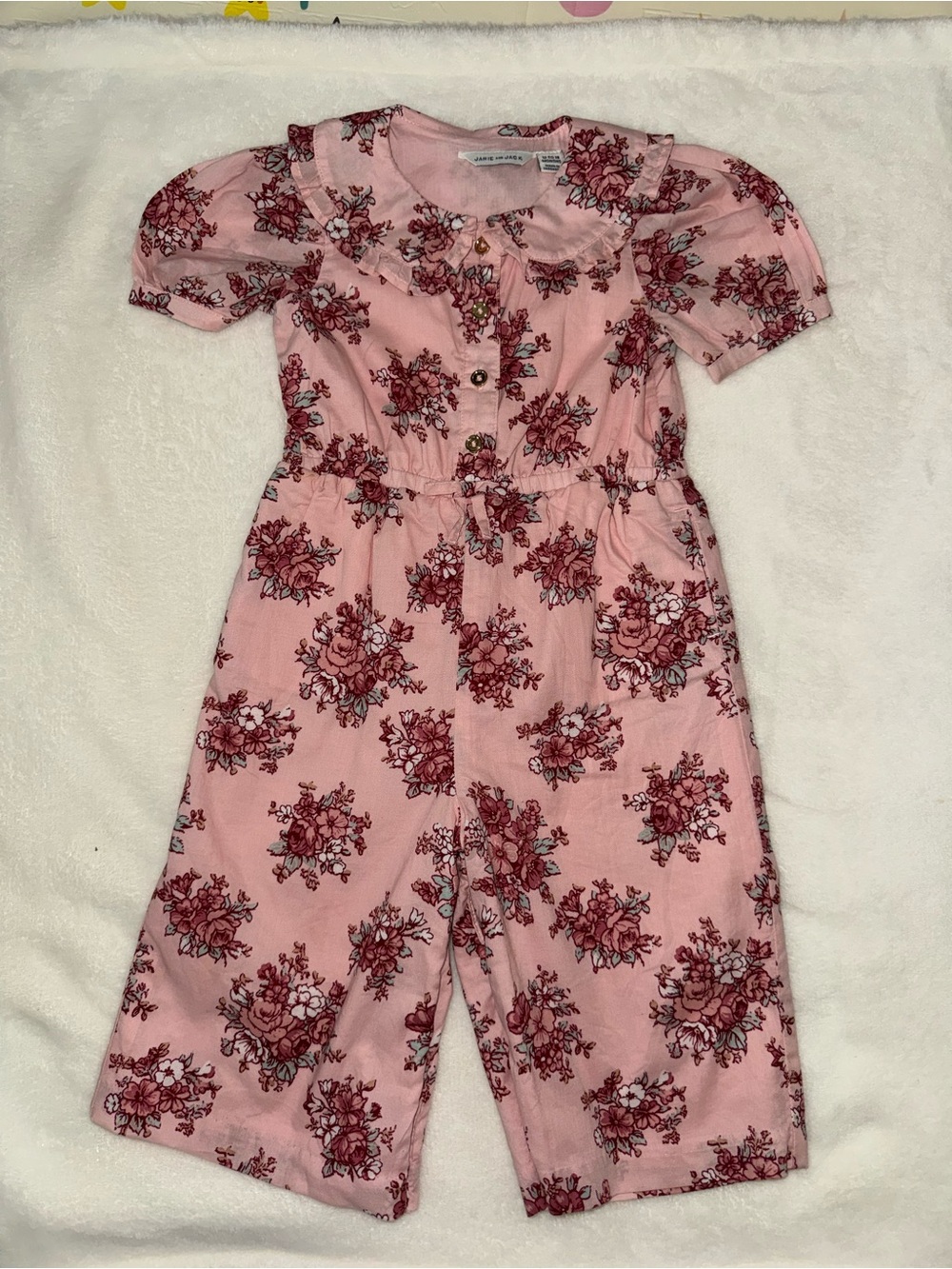Janie and Jack Pink Floral Button-Front Jumpsuit